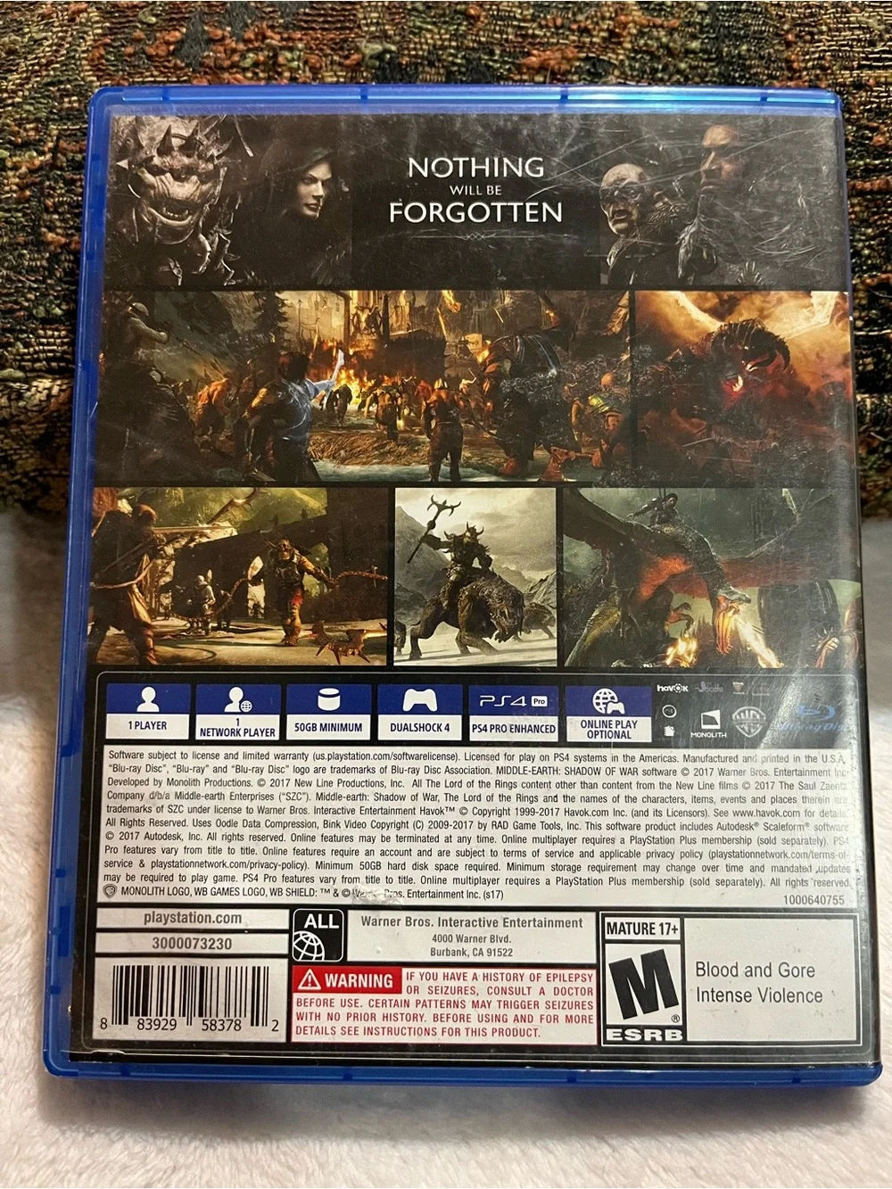 PS4 Middle-earth: Shadow of War – Black/Blue Case